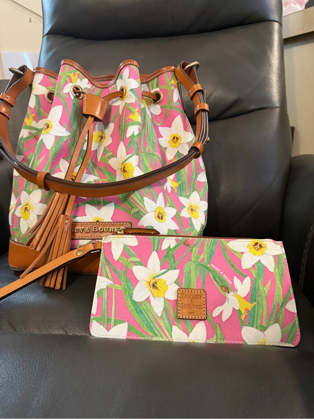 Dooney & Bourke Daffodil Bucket Bag With Matching Wristlet